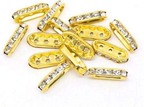 Miniatura 8 de 50 piezas Adabele grado A medio redondo 2 agujeros de diamantes de imitación de cristal de 0.512 in conector barra espaciadora cuentas sueltas