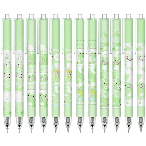 Set de 12 bolígrafos gel retráctiles con diseño de rana y tinta negra miniatura 3