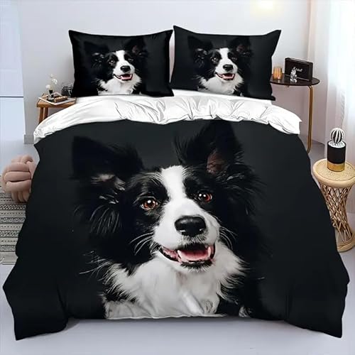 布団カバー牧羊犬寝具カバー動物掛け布団カバー3点セットマイクロファイバー静電気防止防ダニけ被套軽量丈夫柔ら洗える羽毛布団カバ170x210cm着脱簡単掛duvet cover+枕套2枚43x63cmファスナー開閉