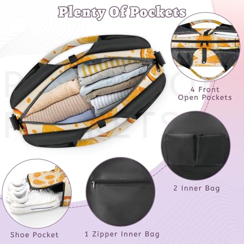 Yoga Tote Bag for Women Cute Orange Slices Beach Bag with Shoe Storage & Yoga Mat Strap Waterproof Weekender Duffle Bag for Travel Fitness Weekend Trips4