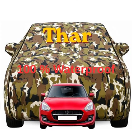 Image of Durable Full Body Waterproof Thar Car Cover | Premium Polyester Jungle Print Cover | Custom Fit Vehicle Protection | UV Resistant, Dustproof, Scratch Resistant, Heat & Wind Protection