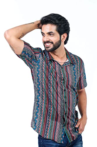 Image of HARPITA Men's Poly Cotton Digital Printed Stitched Half Sleeve Shirt