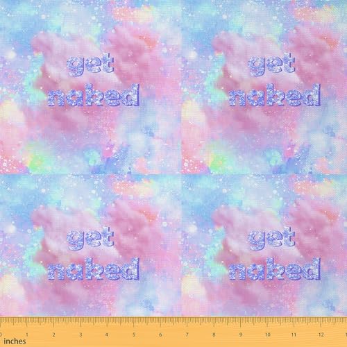 The Yard - Tela de tapicería para niños, color morado con texto en inglés'Get Naked', para...