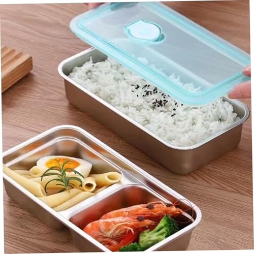 Boîtes à collations en acier inoxydable : lot de 4 récipients à 2 compartiments pour repas