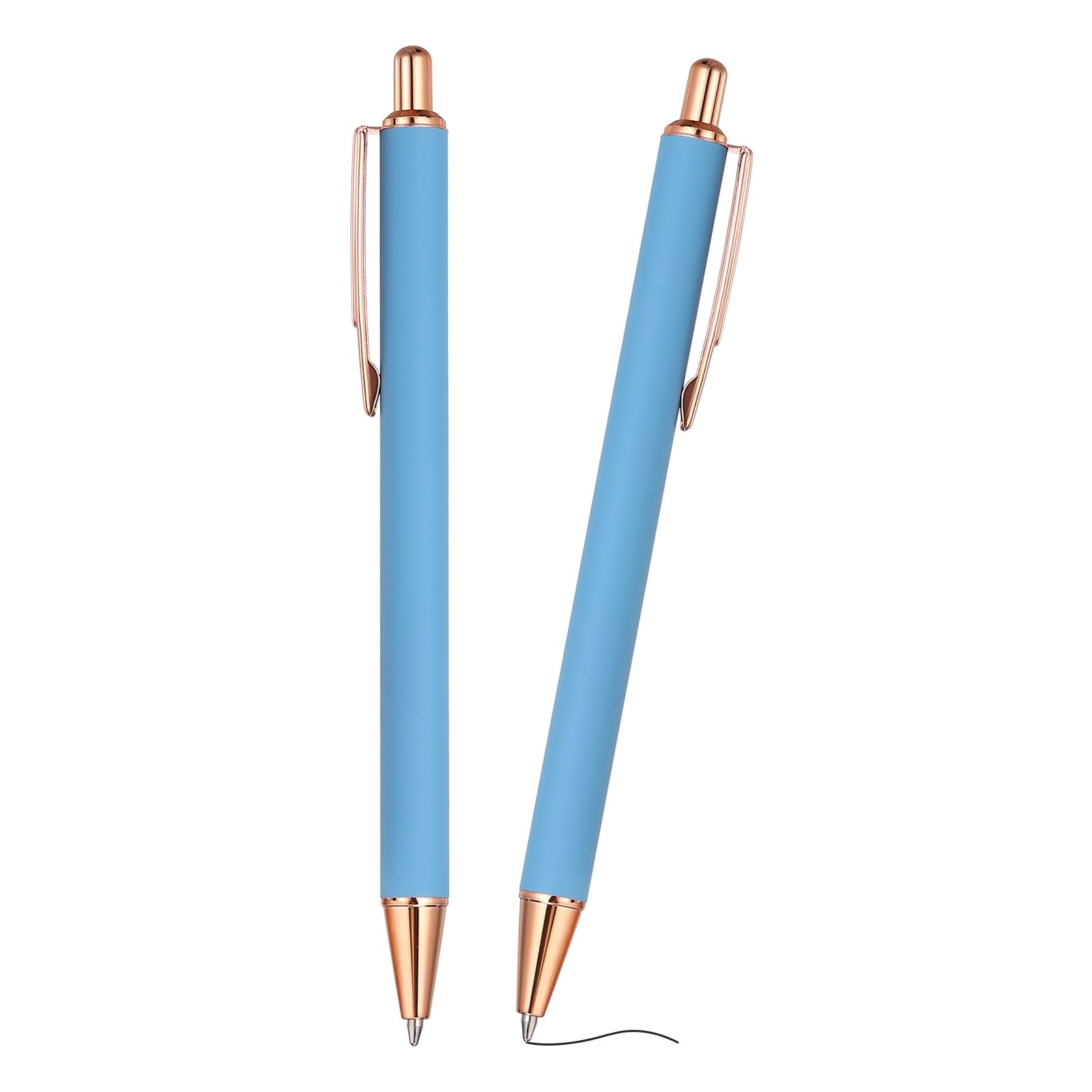 PATIKIL 2Pcs Fancy Pens for Women, Medium Point 1.0mm Black Ink Glitter Ballpoint Pen Metal Retractable Journaling Ballpoint for Gifts Office Journaling, Matte Blue
