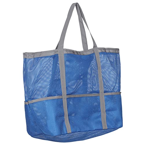Large Mesh Beach Bag for Women Zipper Pocket Swim Tote Bag for Sand Toys Gym and Travel Waterproof Storage with Detachable Base for Outdoor Activities