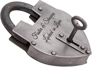 RII Personalized Lock, Keyed Padlock, Love Lock for Bridge, Custom Wish Love Lock, Engraved Keepsake, Unique Gift for Couples, Boyfriend, Girlfriend, Deeply Engraved Text,Name & Date