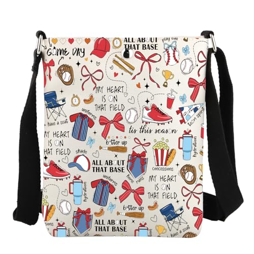JYTAPP Baseball Bow Crossbody Bag Baseball Player Game Sport Travel Bag for Coach Mom Lover Gifts - Main Image