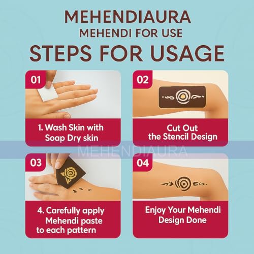 Image of Mehndi Strip Stencil Sheet with 8 Floral Designs | Easy to Apply Traditional Mehndi Design Strips | Reusable Mehndi Sticker Sheet | Pack of 1