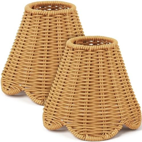 Glooglitter 2 Pcs Rattan Lamps Shade Small Scalloped Lampshade 3"...