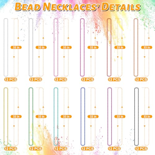Image of EOBOH 144PCS Mardi Gras Beads, Metallic 12 Kinds Bead Necklace Party Supplies, 33 inch Mardi Gras Necklace Costume Stuff, Festival Parade Throw Accessories for Wedding Birthday Celebrations Decorations