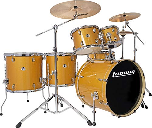 Ludwig Element Evolution Lcee6220 6-Piece Complete Drum Set With Zildjian Cymbals - Gold Sparkle #TOP9