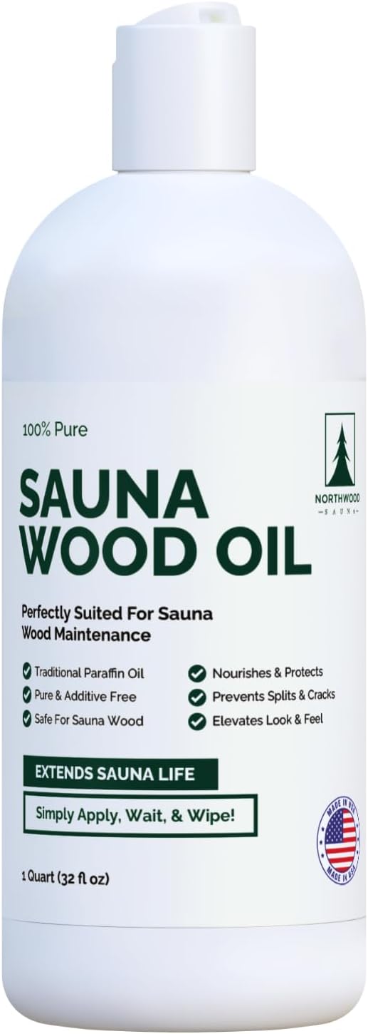 Sauna Wood Oil - 100% Pure Paraffin Oil - Traditional Sauna Sealer - 1 Quart (32 Fl Oz)