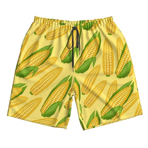 Corn Cobs Men's Beach Shorts Quick Dry Swim Trunks Drawstring Elastic Waist Board Shorts with Pocket 7