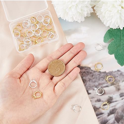 SUPERFINDINGS 40Pcs 2 Color Round Earring Hooks Golden and Silver Lever Back Earring Round French Hook Hypoallergenic Open Loop Leverback Earwires for DIY Earring Jewelry Making Hole 1.5mm - Image 3