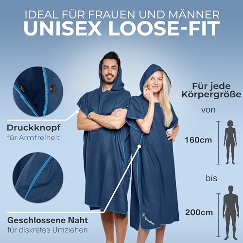 NirvanaShape Handtuch-Poncho für Erwachsene, Umziehhilfe & Handtuch zugleich, Surf-Poncho mit Quick-Dry...