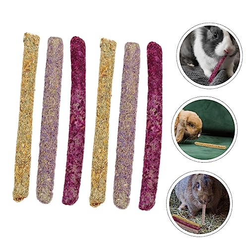 BUGUUYO Meerschweinchen-kauspielzeug 6-teilig Bio-Spielzeug Hamster-zähneknirschstäbchen Kauspielzeug-Set Tragbares Grasmehl-Snack-Spielzeug Für Kleintiere
