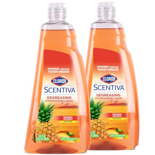 Image of Clorox Scentiva Dish Soap with Island Sunshine Fragrance, Tropical Aromatic Scent, Grease-Fighting Dishwashing Liquid, 26 Fl Oz, 2 Pack Multi-Pk