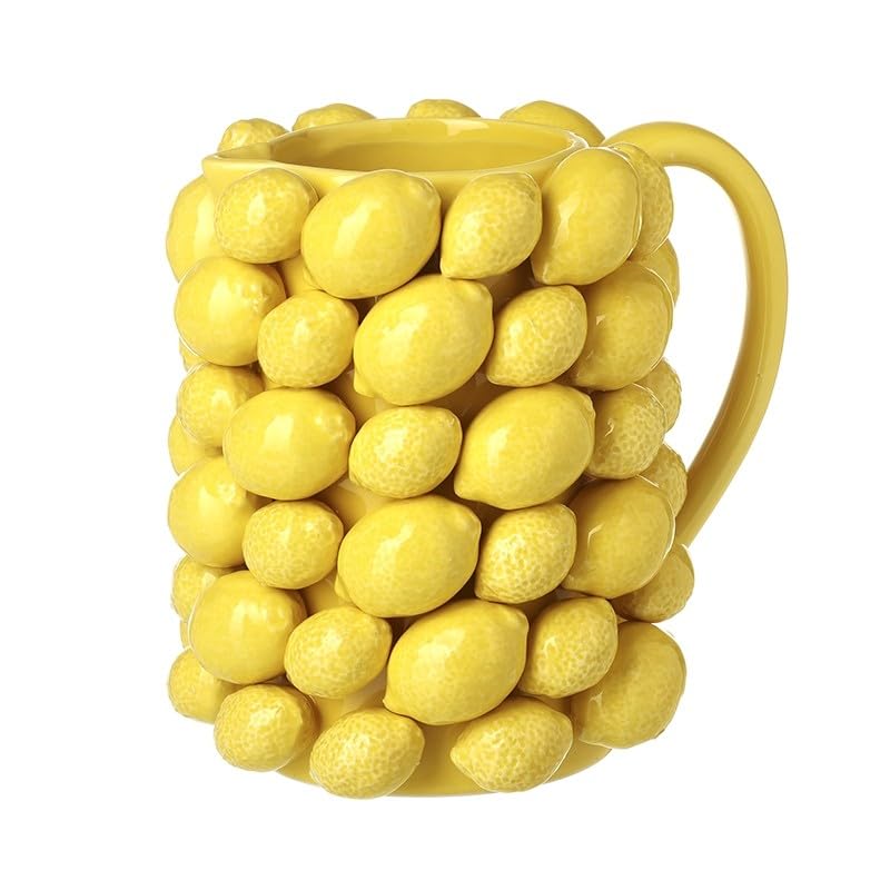 Heaven Sends Carafe à citron en céramique – Pichet au design unique de citron 3D pour la maison et la cuisine – Vaisselle d'été décorative et vibrante – Idéal pour l'eau, le jus, les cocktails et plus