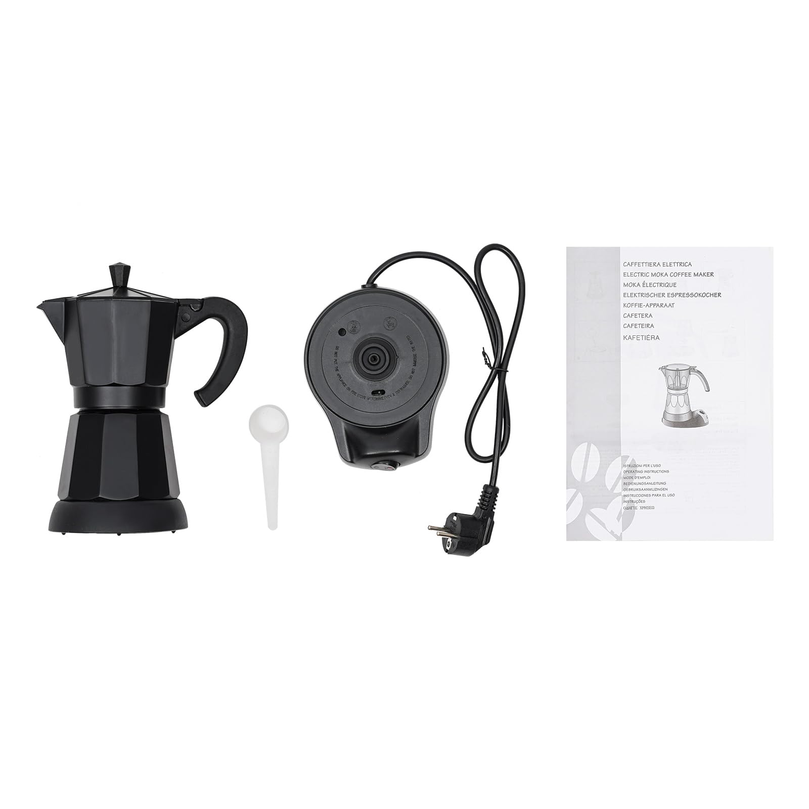 Cafetera eléctrica de 300 ml, cafetera espresso de 6 tazas con válvula de seguridad, cafetera, jarra para el hogar, oficina, camping, color negro