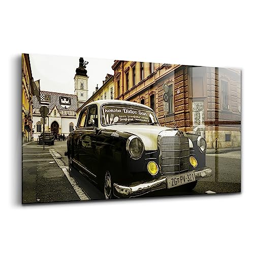 Verre d'art innovant Wallfluent de 100x50cm au design haut de gamme Old Mercedes