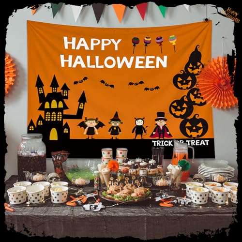 【LEISURE CLUB】タペストリー ハロウィン 壁掛け おしゃれ 部屋 壁飾り 飾り 人気 お店 布ポスター 多機能 halloween 撮影背景 背景布 パーティー 飾り 寝室 プレゼント ファッションのモダン 装飾アートリ 装飾品 150*130cm 室内 パーティ 装飾布 かぼちゃ クリスマス コウモリ (カボチャ-A) [4]