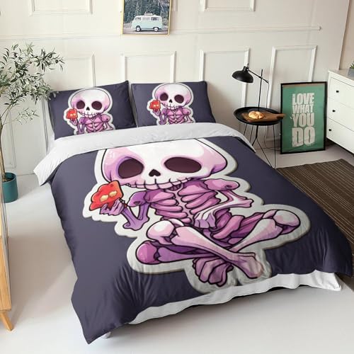 Parure de lit avec housse de couette 3 pièces impression 3D skeleton - 3