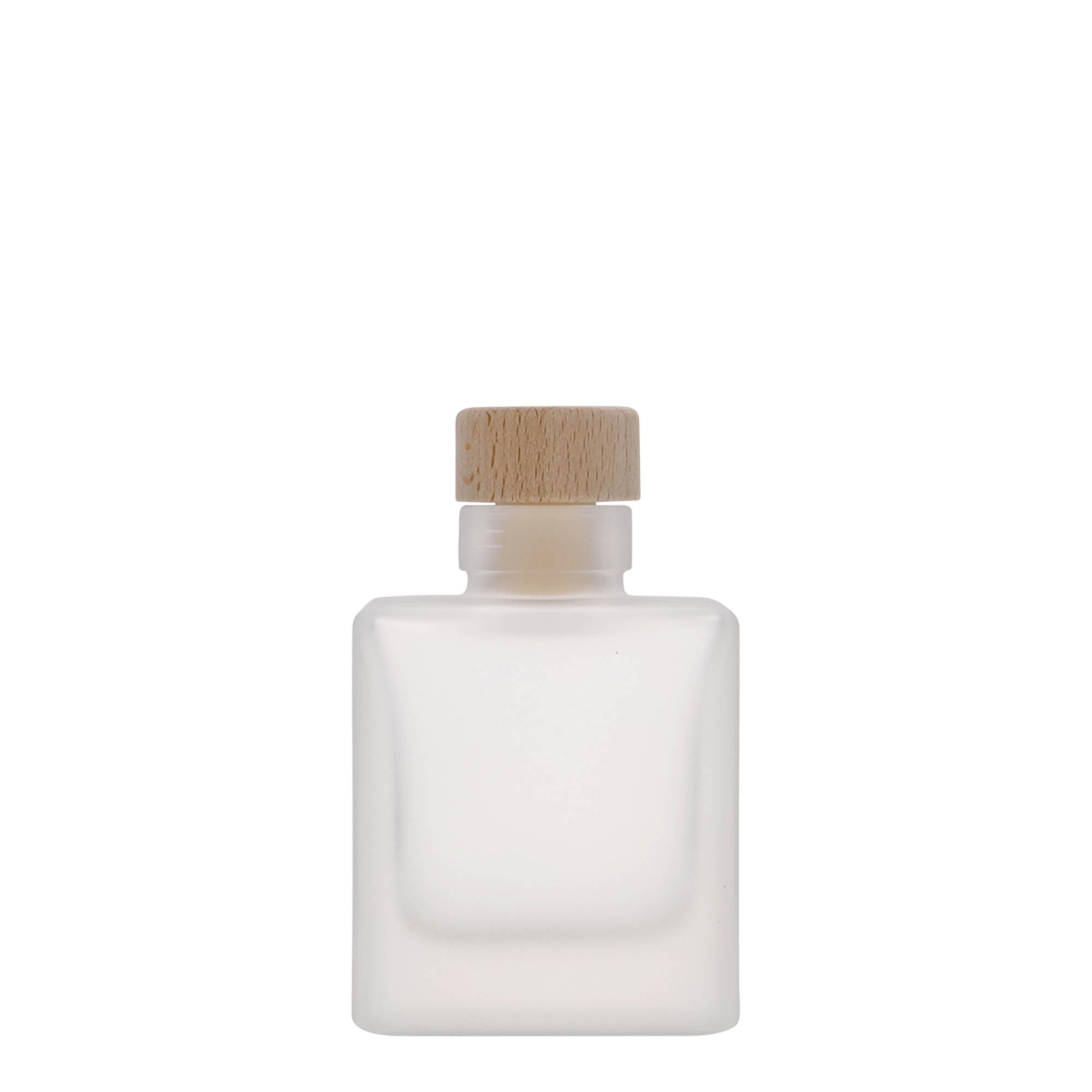 Zestaw 24 szklanych butelek Cube 100 ml mrożonych kwadratowych z korkiem