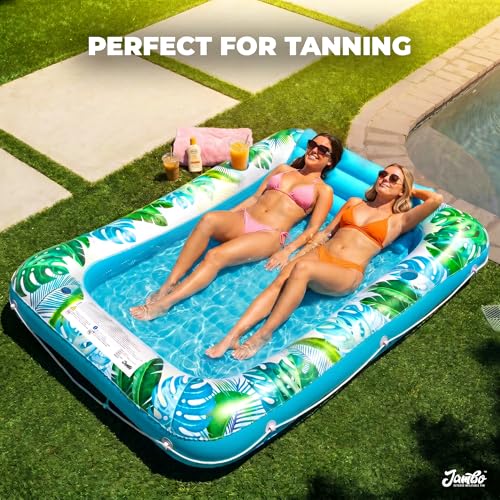 JAMBO XL Inflatable Tanning Pool Lounger Float, 80 x 56 Sun Tanning Pool Float with Pillow, Double Water Lounge Raft Pool Floatie for Adults Tanning Raft Water Tanning Bed Kiddie Pool Floats - image 3