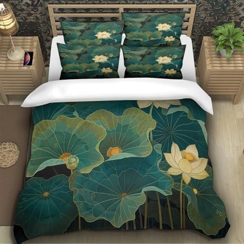 Housse de couette fleur de lotus imprimé 3D microfibre 140x200 - 5