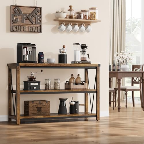 Farmhouse Console Table, 47 Inch Narrow Long Entryway Table with Storage, 3 Tier Wood Console Table for Living Room, Skinny Sofa Tables Behind Couch, Rustic Hallway Table for Entryway