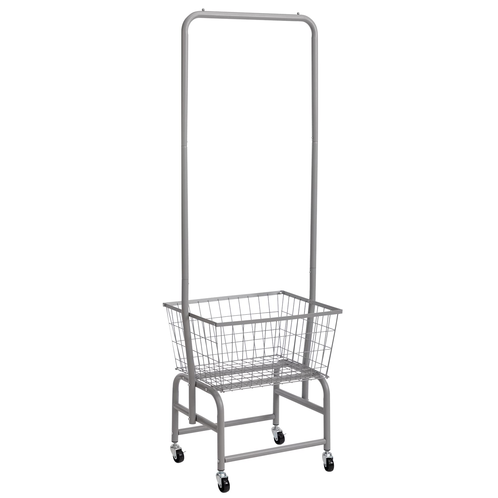 ALIMORDEN Laundry Cart with Clothes Rack, Rolling Laundry Butler with Wire Storage Rack?Grey