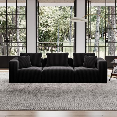 Image of Avenco 106-inch 3-Seater Modular Sofa Couch, Corduroy Fabric