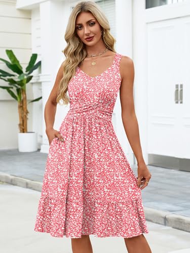 UEAL Cute Summer Dresses for Women 2026 Floral Casual Empire Waist Sundresses XX-Large Pink Floral — view 4