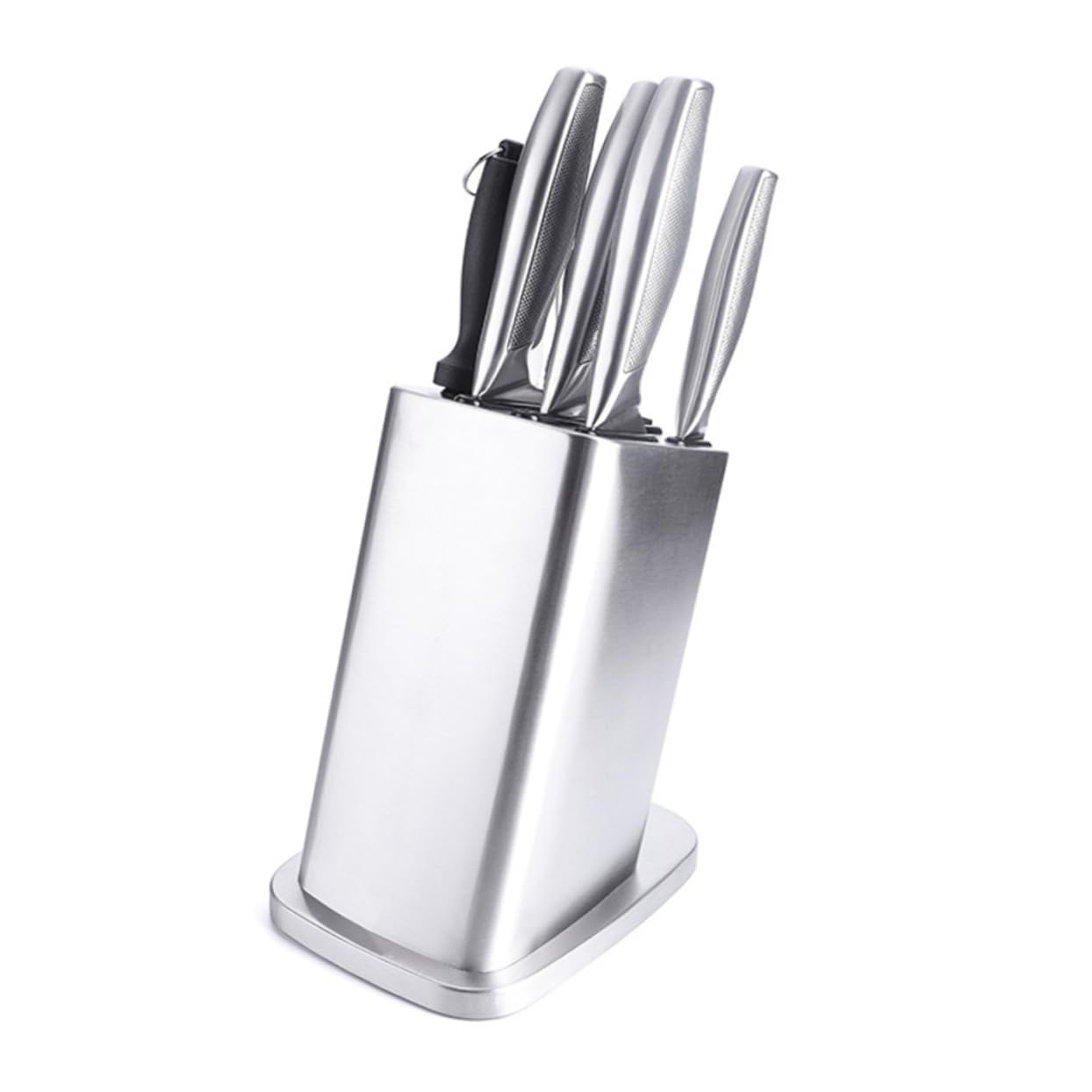 OFFSCH Slot Stainless Steel Knife Storage Rack Skid Holder for Scissors Kitchen Tools Tilt Style Organizer for Indoor Outdoor Use Silver