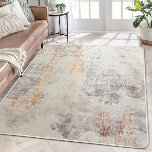 Calore Area Rugs Modern Rugs Living Room, Non-Slip Soft Short Pile Bedroom Rugs, Abstract Grey Chic Carpet for Bedroom Living Room Dining Room (Abstract Grey, 120 x 160 cm) - Image 5