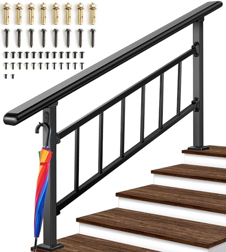 Versatile 4-5 Step Stair Handrails for Outdoor Steps, Adjustable Stair