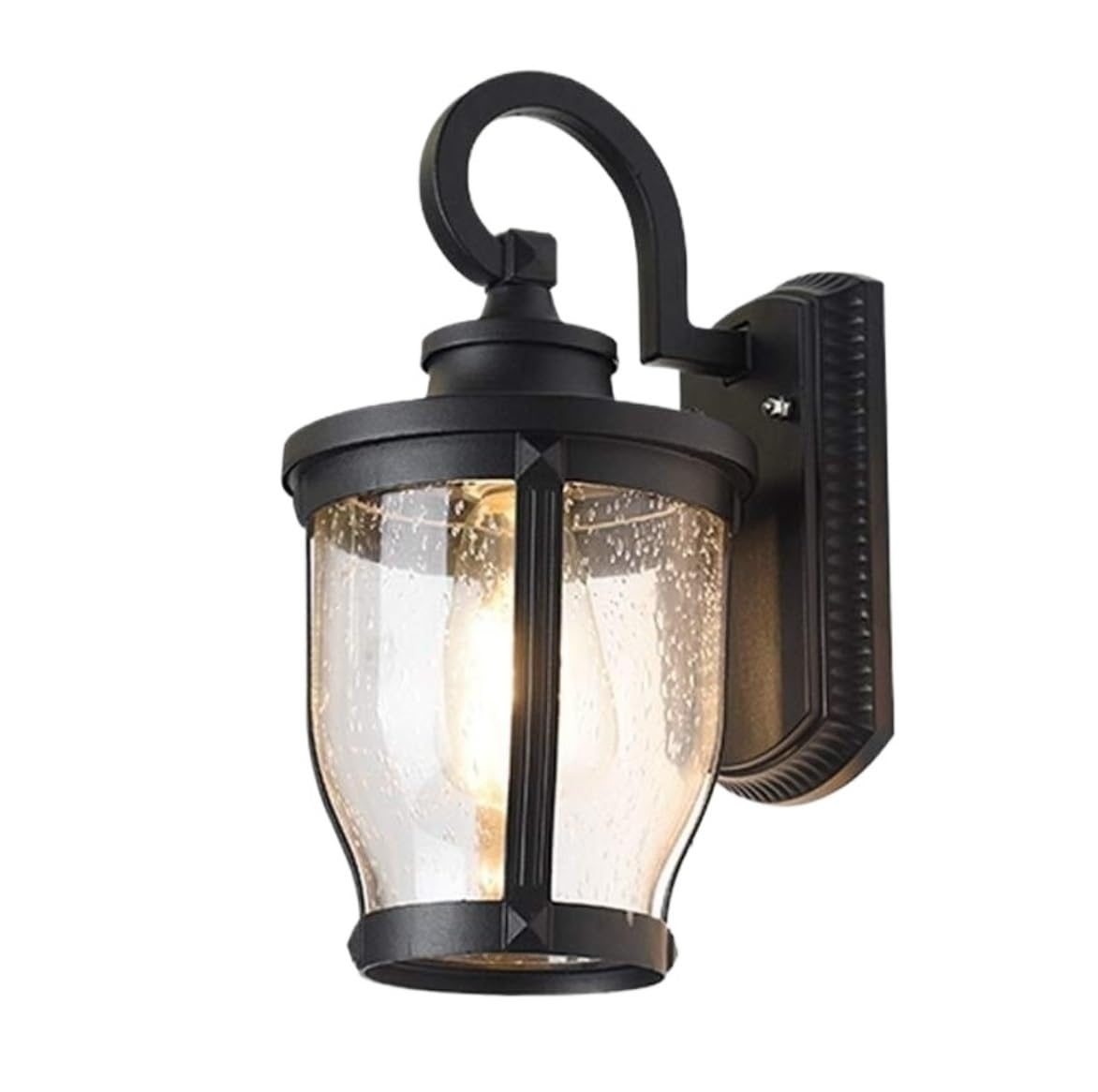 Lampa Ogrodowa,Lampy Kinkiet Zewnętrzny Aluminiowy Z Przezroczystym Szklanym Mocowaniem Ściennym, Czarny, Wodoodporny, E27, Latarnia Do Ogrodu, Balkonu I Ganku Oprawa Ogrodowa