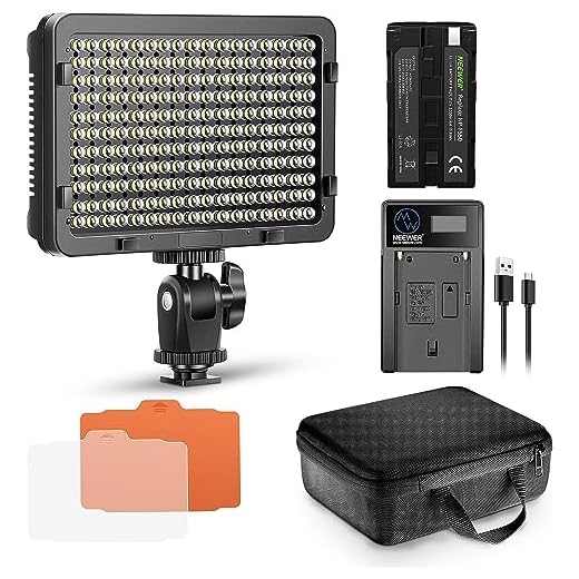 Neewer Regulable 176 LED Luz de Video 5600K en Panel de Luz de Cámara con 2200mAh Batería y Cargador USB para Canon, Nikon, Pentax, Panasonic, Sony y Otras Cámaras Digitales SLR para Fotografía