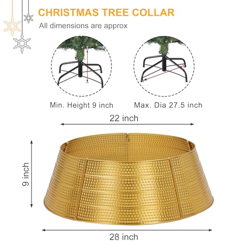 Metal-Christmas-Tree-Collar-28-D-Christmas-Decorative-Base-Cover-for-Christmas-Tree-Tree-Skirt-Tree-Ring-Golden Metal Christmas Tree Collar 28 D Christmas Decorative Base Cover for Christmas Tree Tree Skirt Tree Ring Golden