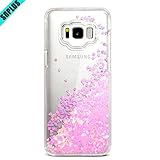 Galaxy S8 Plus Case, Caka Galaxy S8 Plus Liquid Case Luxury Bling Flowing Liquid Floating Glitter Sparkle Love Heart Case for Samsung Galaxy S8 Plus - (Pink)