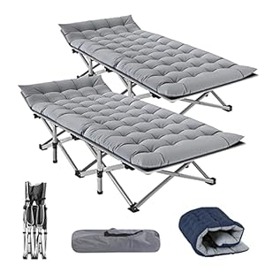 Folding Camping Cot, 2 Pack Folding Cot Camping Cots for Adults, Portable Sleeping Cot with Mattress Foldable Outdoor Bed Camp Cots Guest Bed with Carry Bag for Home, Office & Outdoor Use