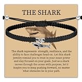 Shark Charm Bracelet Jewelry Themed Gifts Shark Inspirational Present Friendship Gift Ocean Animals Shark Lover Merch (THE SHARK black BR)
