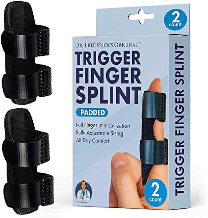 Dr. Frederick's Original Trigger Finger Splint - 2 Pieces - Doctor-Developed Design Fits Index Finger - Middle Finger - Ring Finger