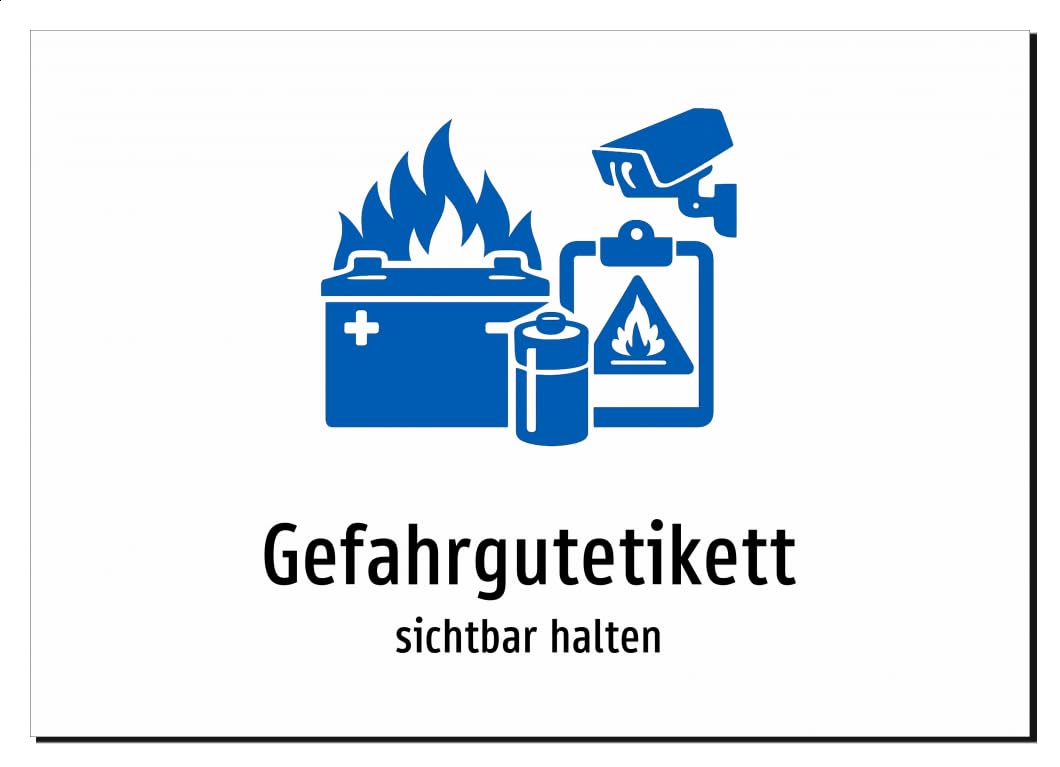 37137-DE-S-06 | Gefahrgutetikett - sichtbar halten | Aluminiumschild A5, 210 x 148mm | mit Symbolgrafik und Text