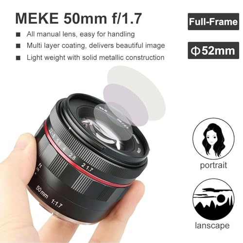 Image of Meike 50mm F1.7 E-Mount Full Frame Manual Focus Large Aperture Lens for Sony E-Mount Cameras A7III A9 A7RIII NEX 3 NEX 3N NEX 5 NEX 5T NEX 5R NEX 6 7 A5000 A5100 A6000 A6100 A6300 A6500