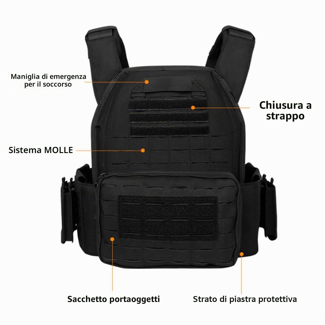 Gilet tattico tattico da esterno per softair, impermeabile, leggero, a sgancio rapido, equipaggiamento militare per combattimento CS, caccia, campeggio