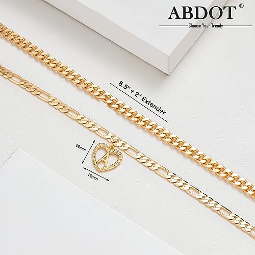 Image of Dainty Gold Ankle Bracelets for Women 14K Gold Plated Heart Initial Anklets for Women Stackable Cuban Figaro Chains Women's Anklets Anklets for Women Waterproof