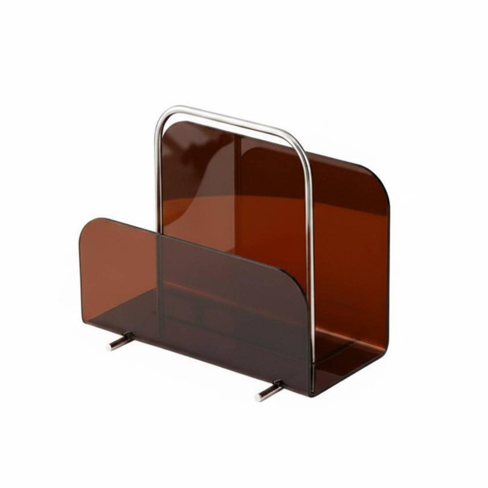 Colcolo Porta Riviste Acrilico Moderno Organizer Giornali Libri da Tavolo con Manico Integrato Perfetto Ordine E Stile per Casa Soggiorno Scrivania Ufficio Lettura, Marrone