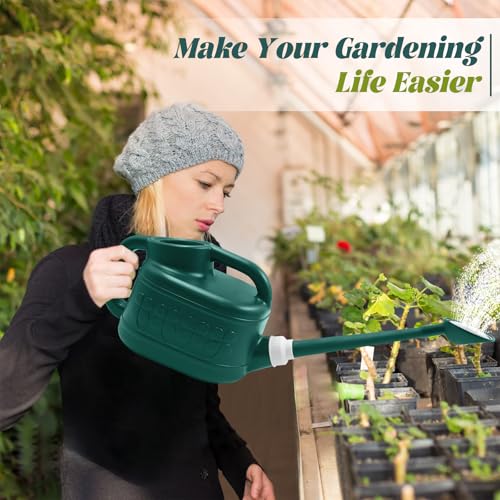 Image of 1 Gallon Watering Can, Garden Watering Can Outdoor, Plant Water Can with Removable Long Spout and Stainless Steel Sprinkler Head, Plastic Indoor Watering Cans for Gardening Flower Plants